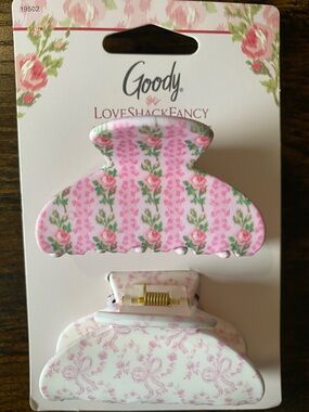 LoveShackFancy x Goody x Target - 2 Pink & White Floral Hair Claw Clips